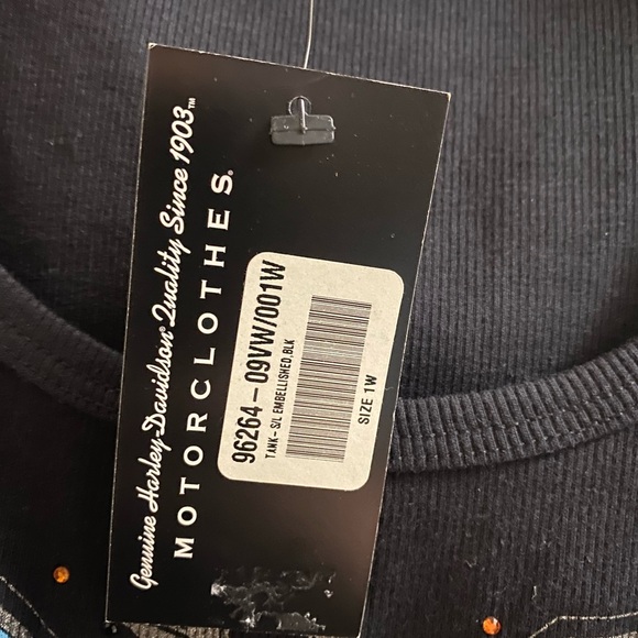 NEW Harley-Davison Tank Top Women Black Studded Skull Roses Print Ribbed Sz 1W - Picture 4 of 10